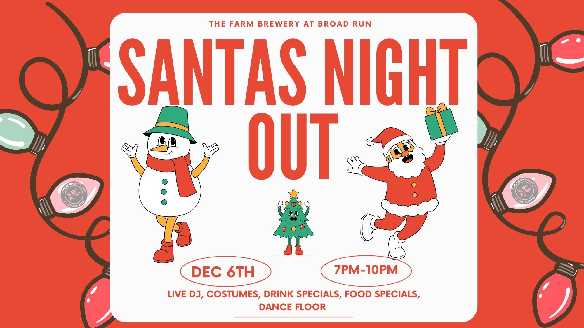 red white retro christmas party flyer (16 x 9 in) 2