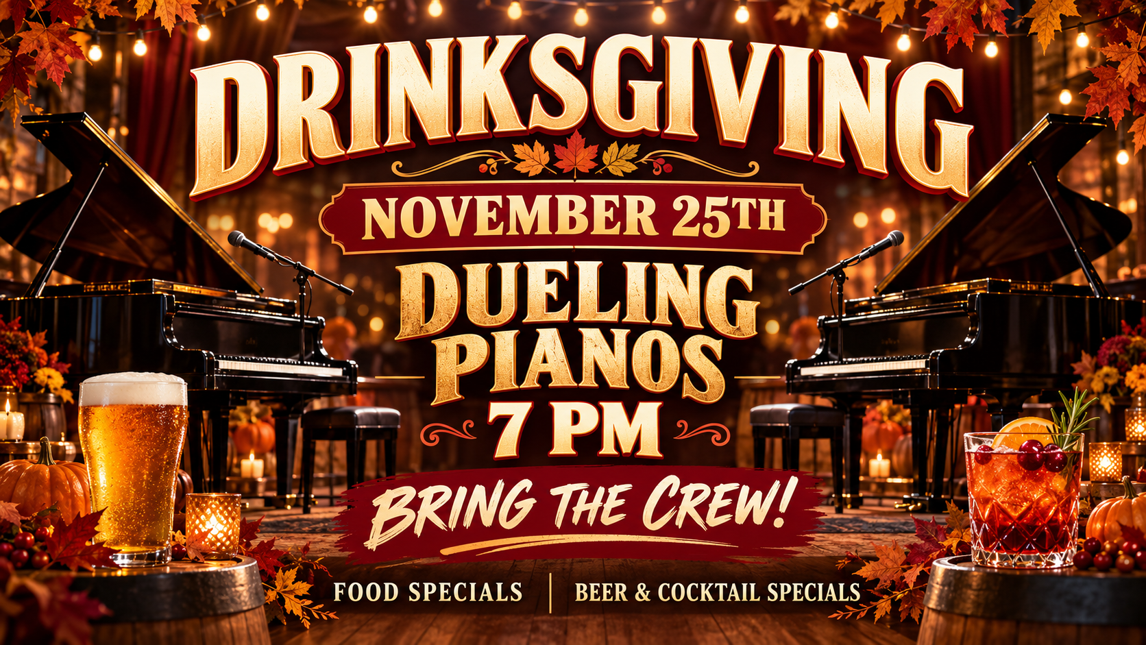 drinksgiving dueling pianos night