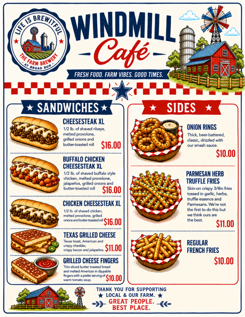 farmhouse café menu poster